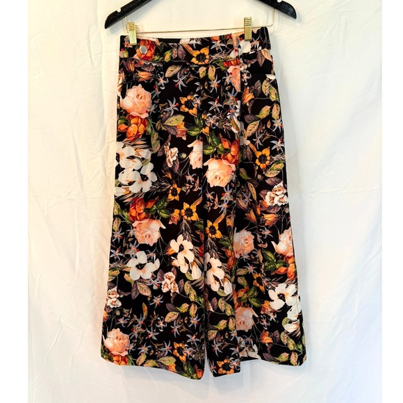 INC International Concepts Floral Wide Leg High Waist Cropped Pants 2 Artsy Boho - Picture 2 of 10